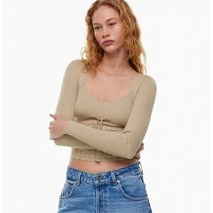 Aritzia Wilfred Soloist Sweater - Humus Beige NWT